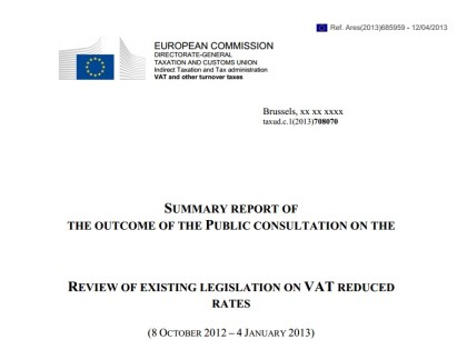 Commission Release Summary Report Public consultation Review of VAT rates